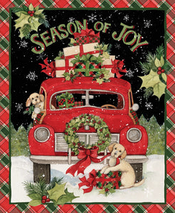 Christmas Panel Quilt Season of Joy with Dogs