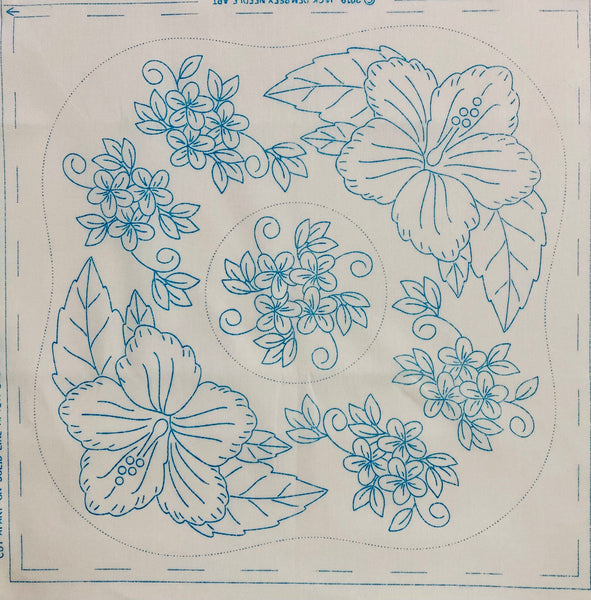 Pre-Stamped Hibiscus Quilt Blocks