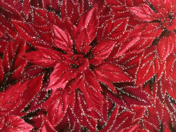 Fabric Christmas Red Poinsettias
