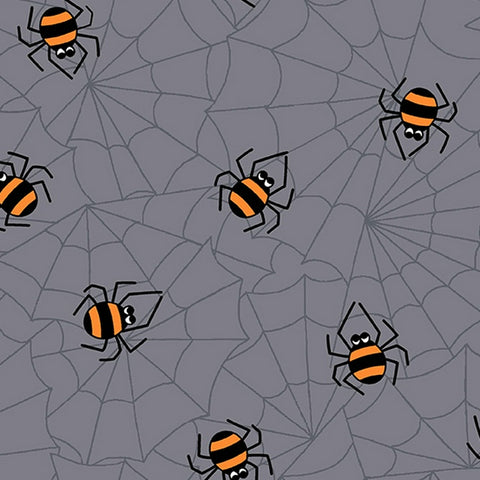 Halloween Spider Fabric Yardage and Fat Quarters Gray