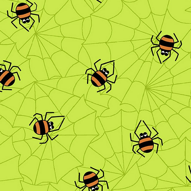 Halloween Spider Fabric Yardage and Fat Quarters Green