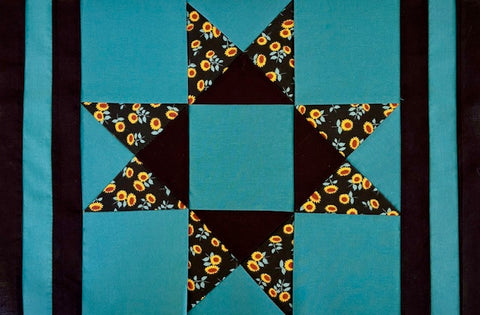 Fall Placemats Ohio Star **Ready to Ship**  Set of 4 (Black/Teal)
