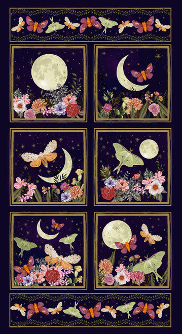 Midnight Rendezvous Moths With Flower And Moons Panel Kit Hearthside