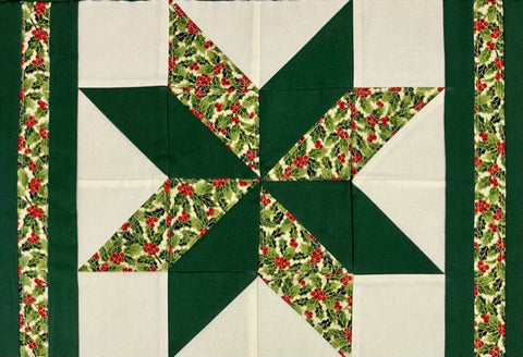 Christmas Placemats 8 Point Star **Ready to Ship** Set of 4 (Green/Off White)