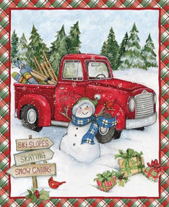 Christmas Panel Quilt Truck and Snowman