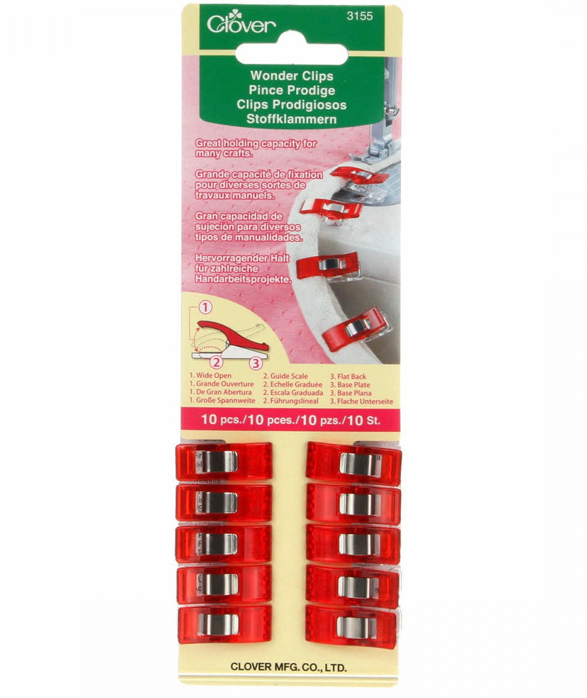 Clover Wonder Clips 10 Count Red