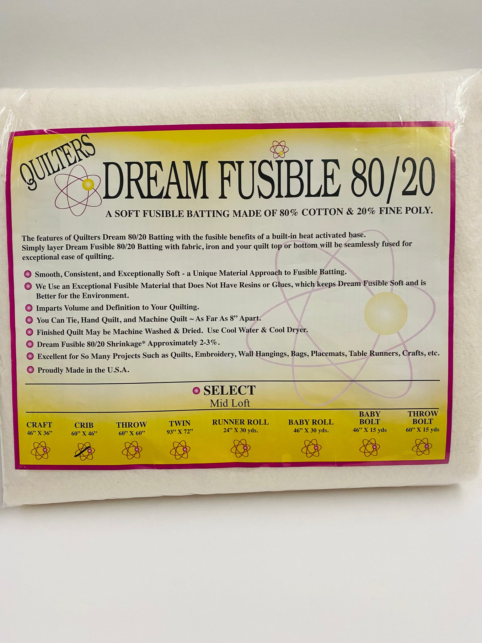 Quilters Dream Fusible 80/20 Batting Crib 46x60in