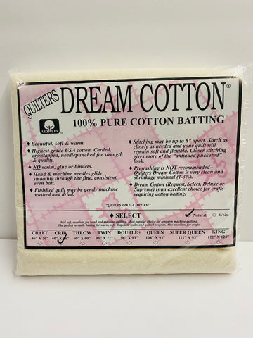 Quilters Dream Select Pure Cotton Batting Crib 46x60in